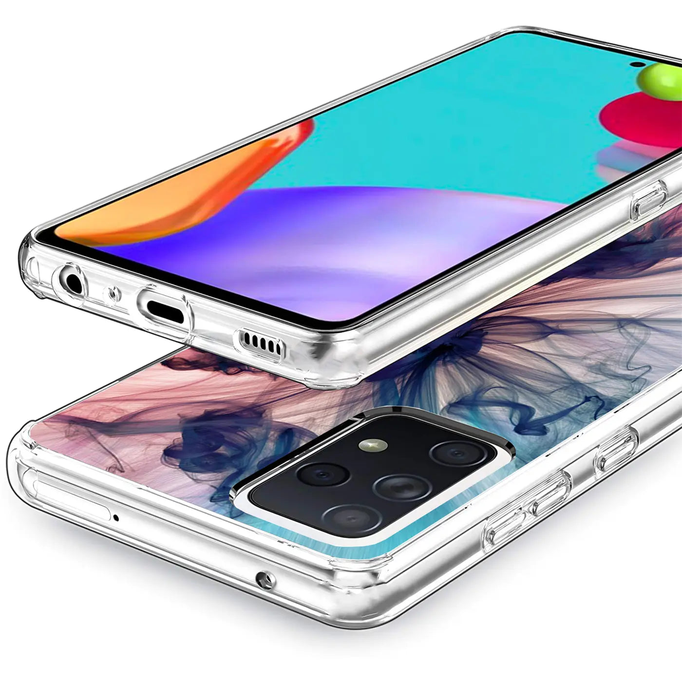 Transparente TPU-Hülle mit Farbverlauf-Muster auf Samsung Galaxy A52.