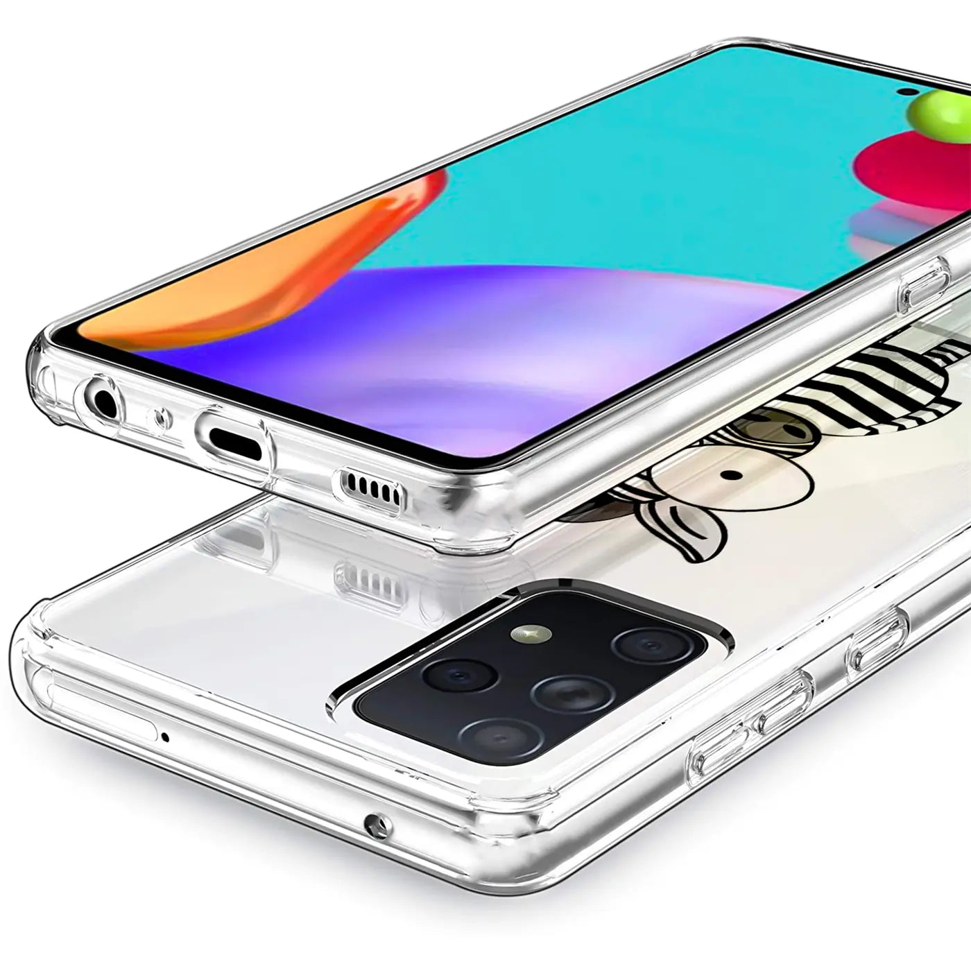 Transparente TPU-Hülle mit Zebra-Motiv auf einem Samsung Galaxy A52.