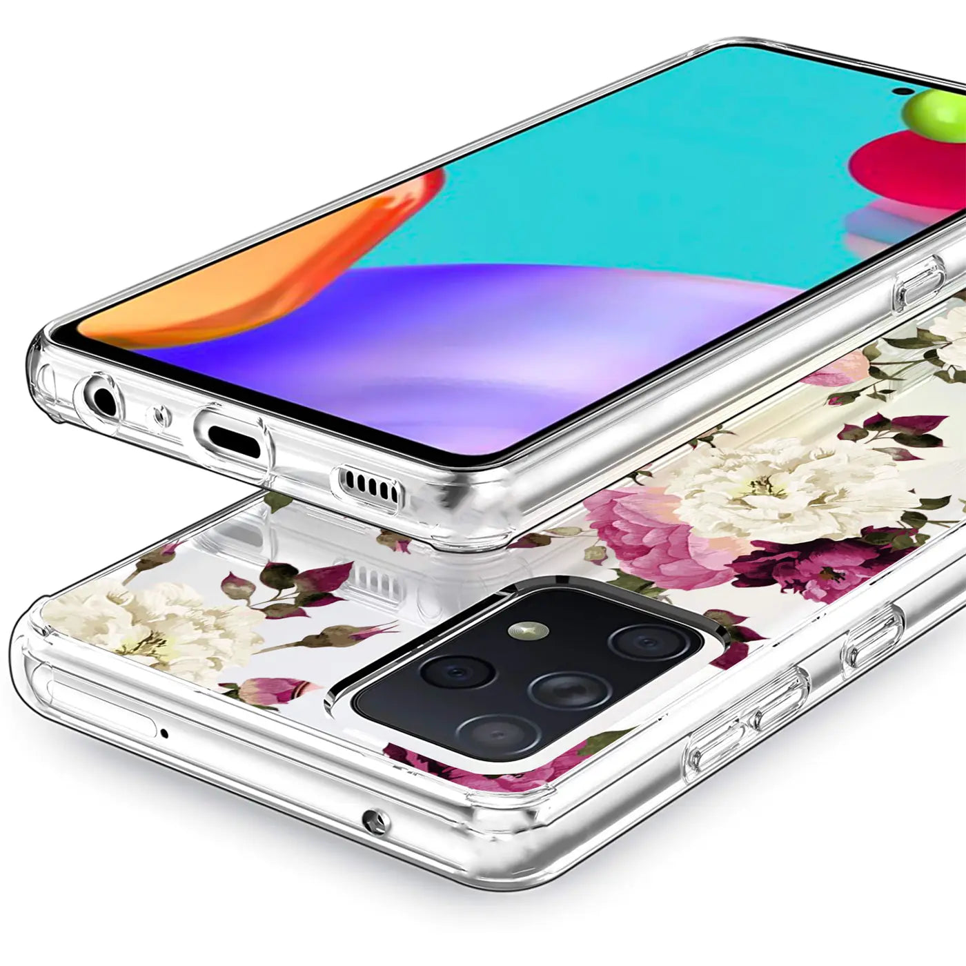 Transparente TPU-Hülle mit Blumenmuster für Samsung Galaxy A52/A52s 5G, Nahaufnahme.