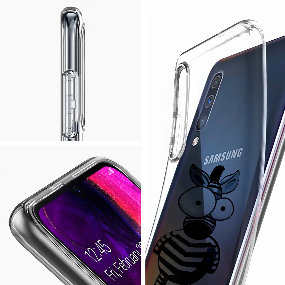 Transparente TPU-Hülle mit Zebradesign für Samsung Galaxy J6 2018, Seitenansicht und Rückseite