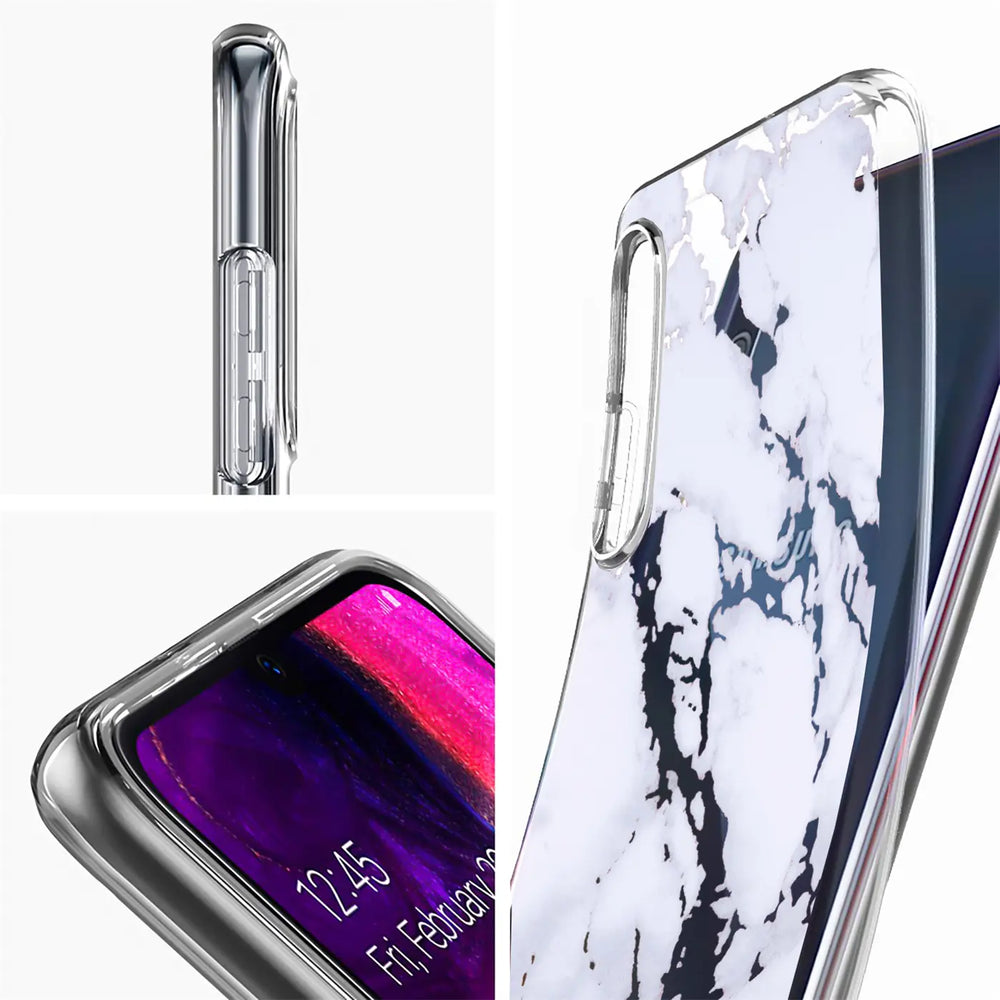 TPU-Hülle mit Marmormuster, transparent, für Samsung Galaxy J6 2018.