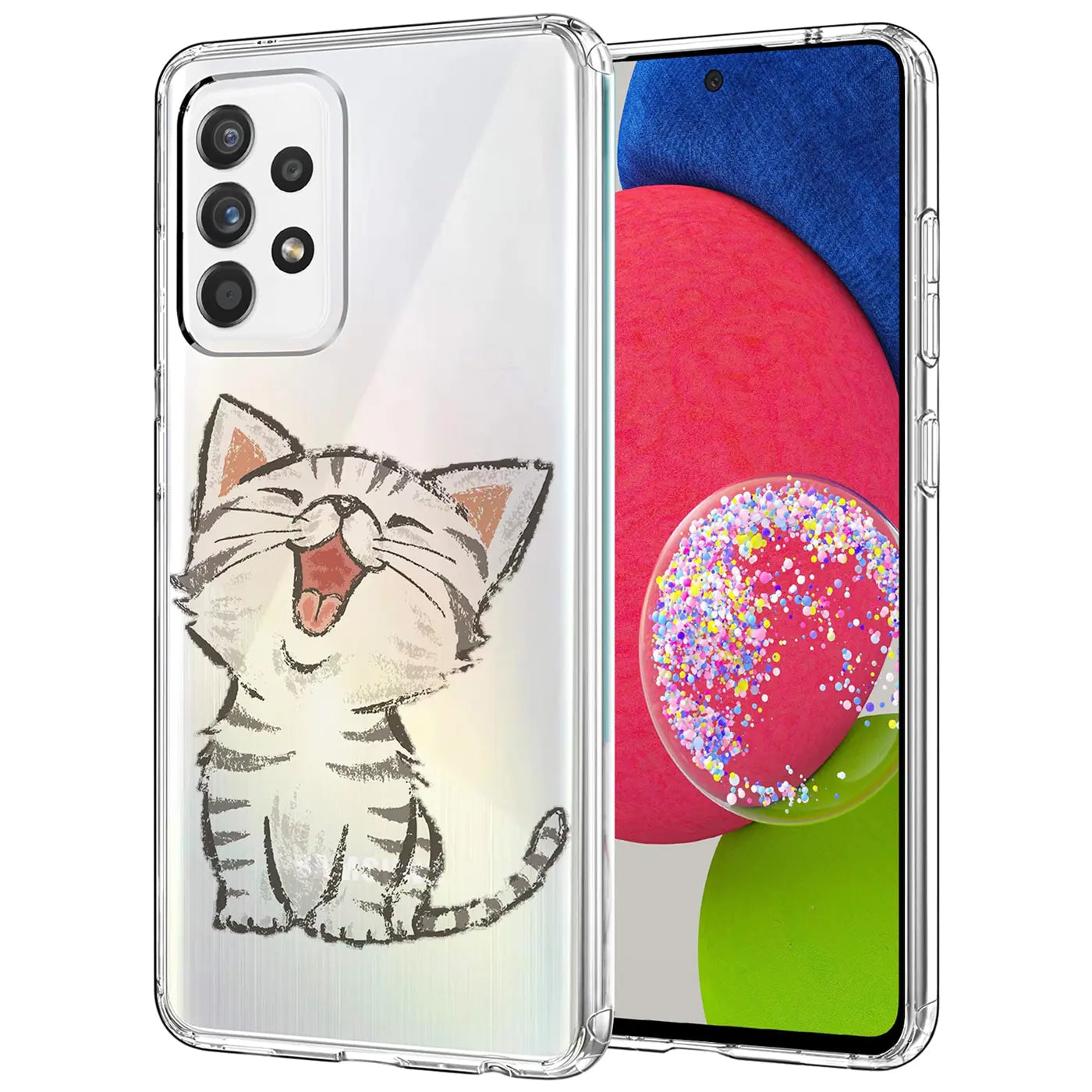 Transparente TPU-Hülle mit Katzenmotiv für Samsung Galaxy A72, Vorderansicht