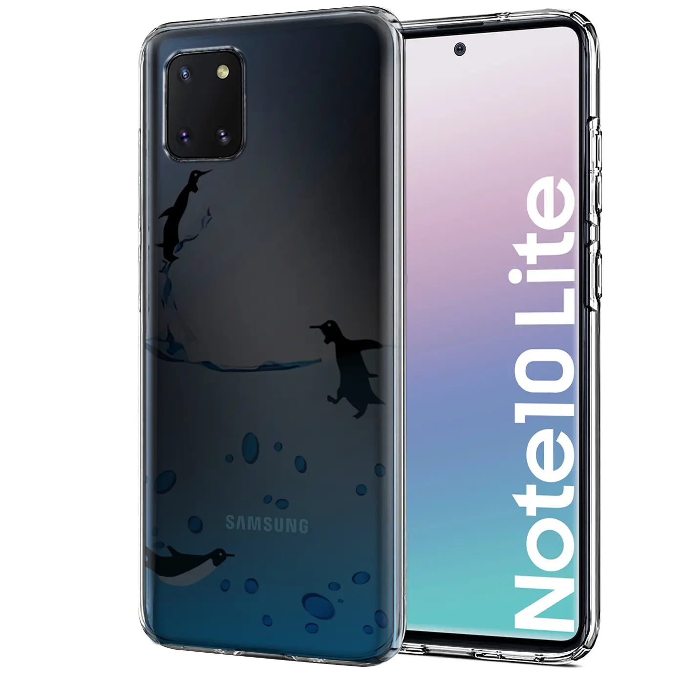 Transparente TPU-Hülle mit Pinguin-Motiv auf Samsung Galaxy Note 10 Lite