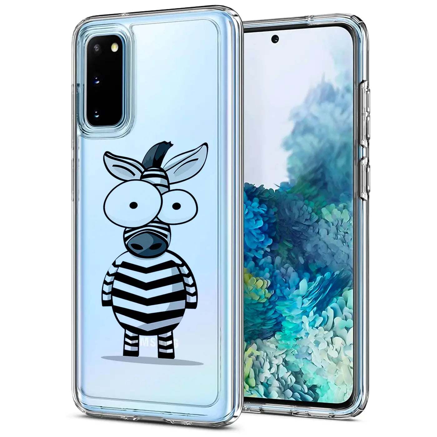 Transparente TPU-Hülle mit Zebra-Motiv, Vorderansicht, Samsung Galaxy S20
