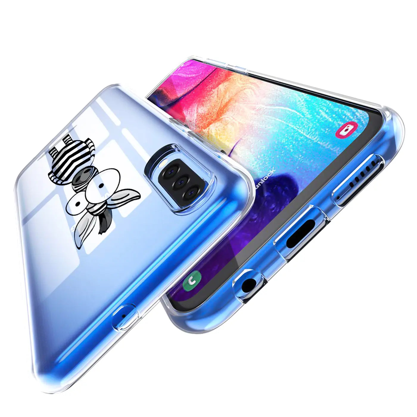 Transparente TPU-Hülle mit Zebradruck auf Samsung Galaxy S20, von schräg oben