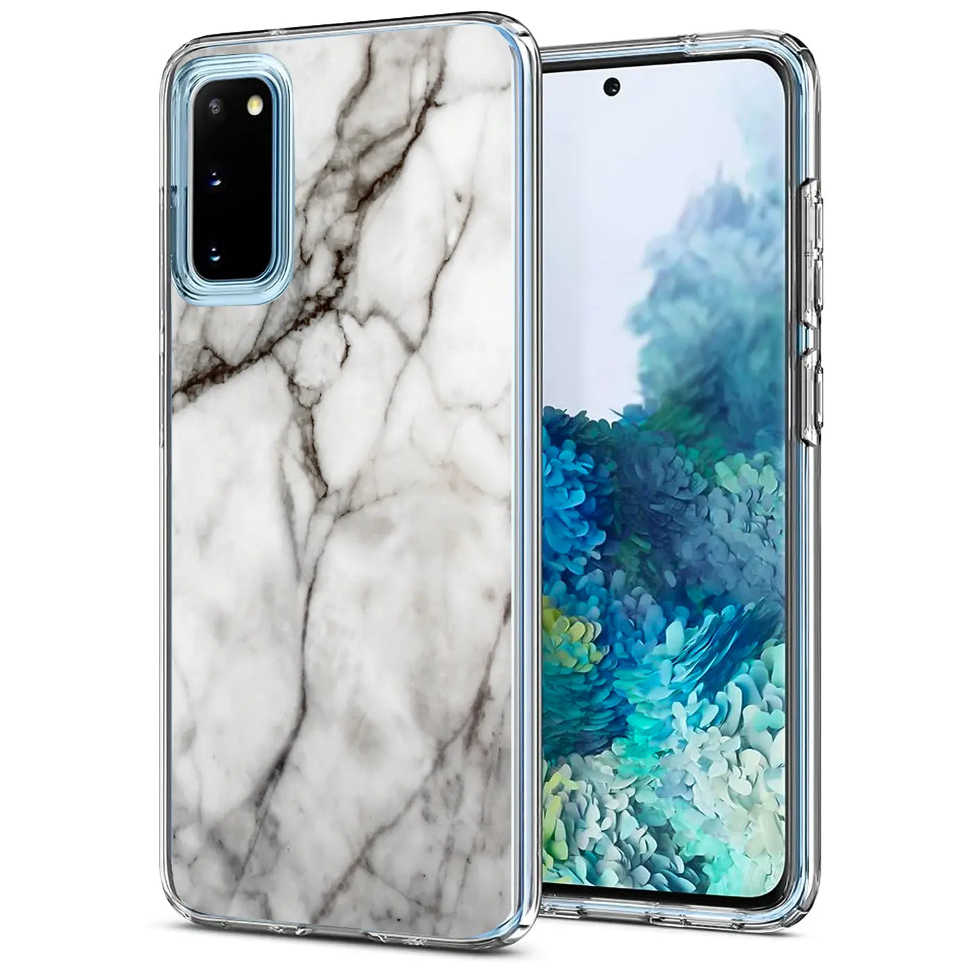 Samsung Galaxy S20 TPU Hülle, Marmormuster, Vorder- und Rückansicht