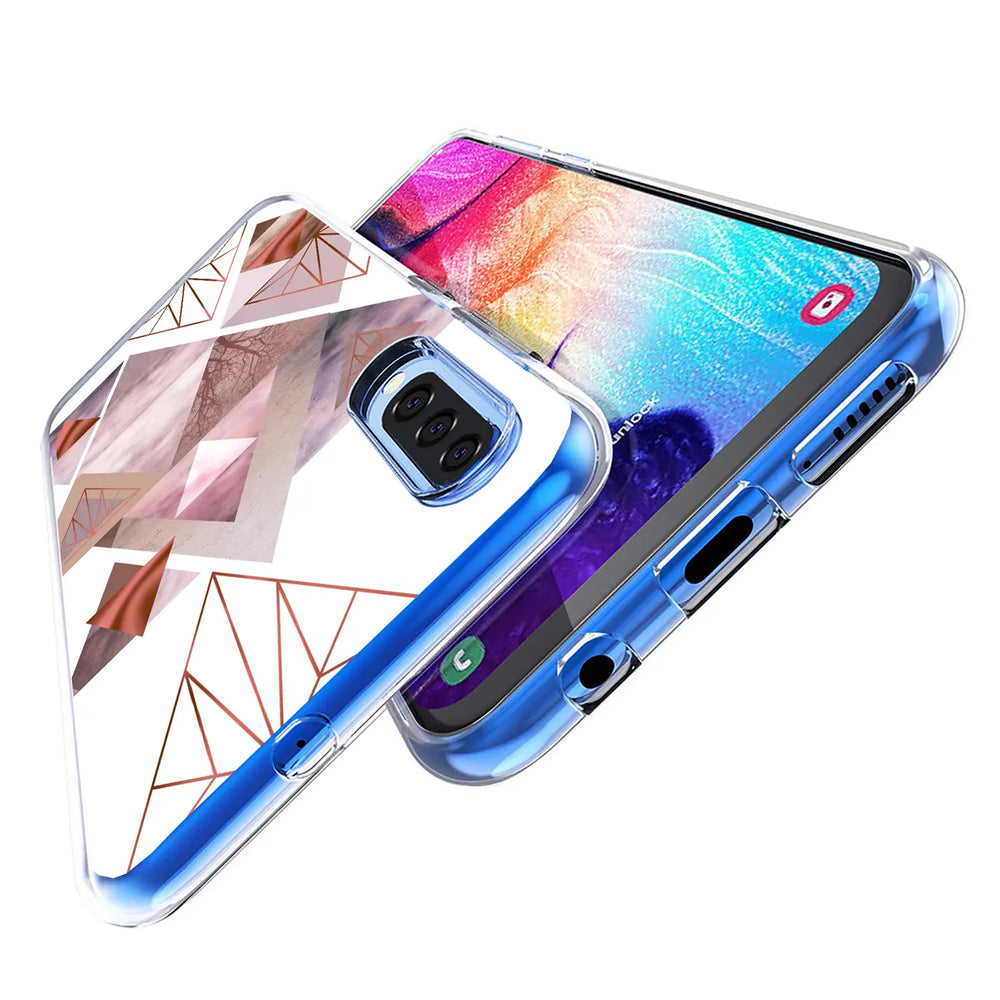 TPU Hülle mit geometrischem Marmormuster, transparent, für Samsung Galaxy S20 FE, von schräg oben