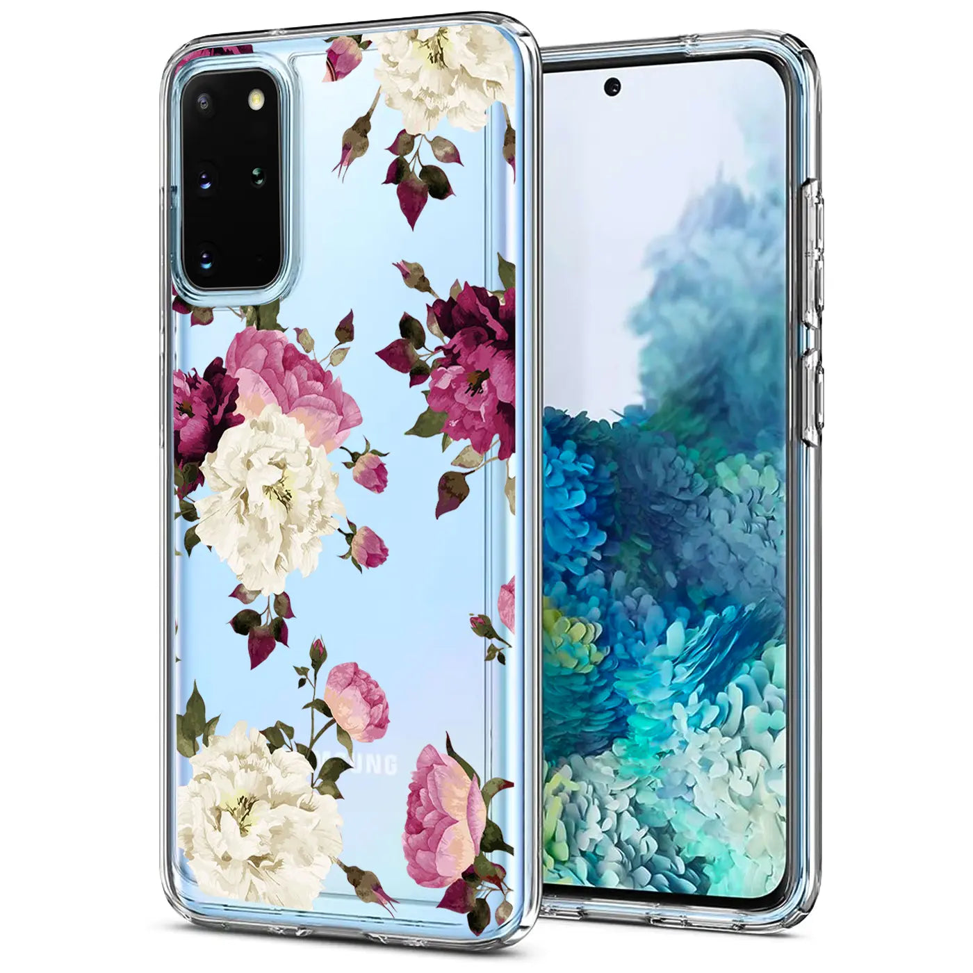 Samsung S20 Plus Hülle, TPU, Blumenmuster, Vorderansicht