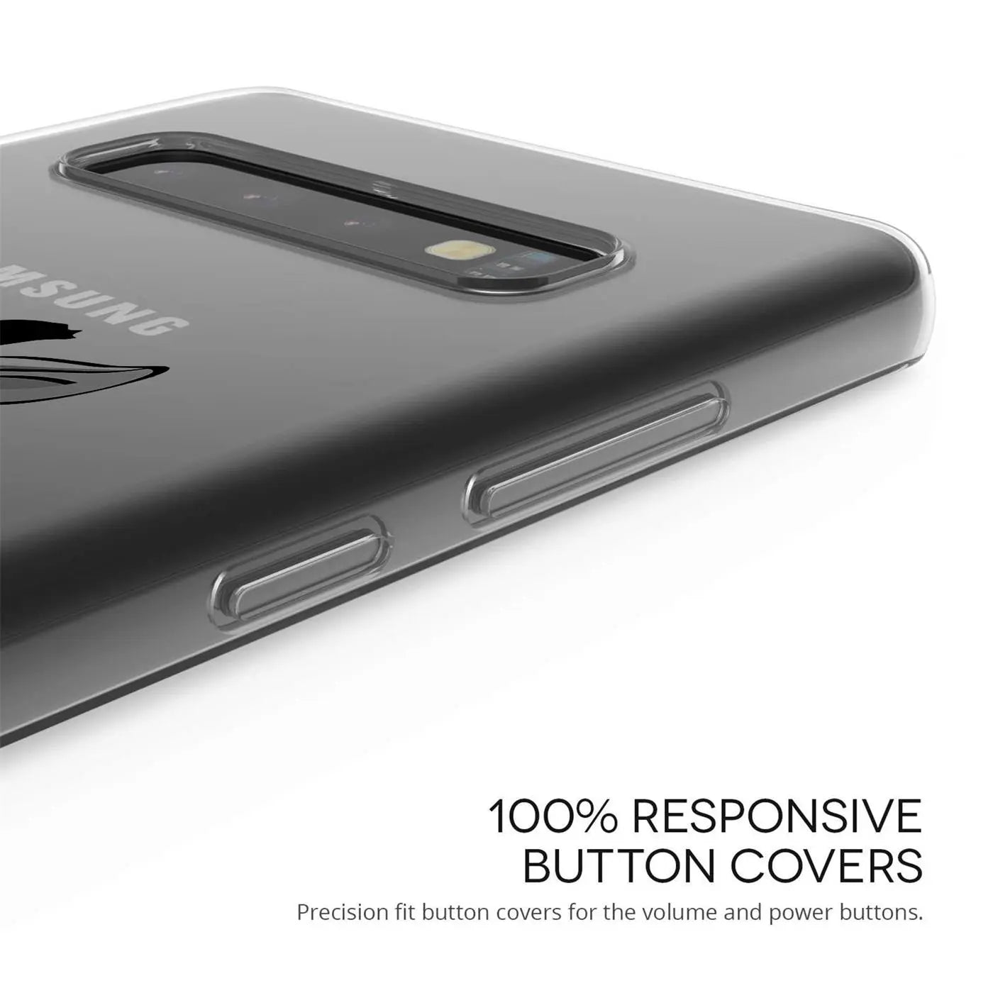 Transparente TPU-Hülle mit Motiv auf Samsung Galaxy S20 Ultra, Seitenansicht.