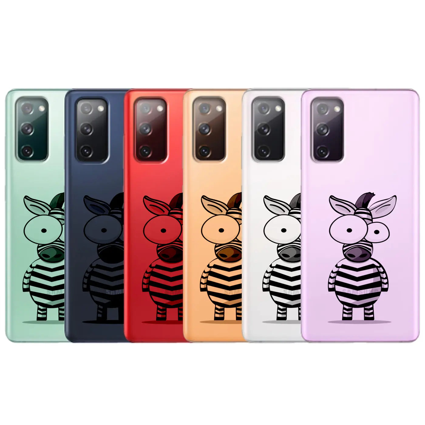 Fünf Samsung S20 Ultra Hüllen in versch. Farben, TPU, Motivdruck Zebra