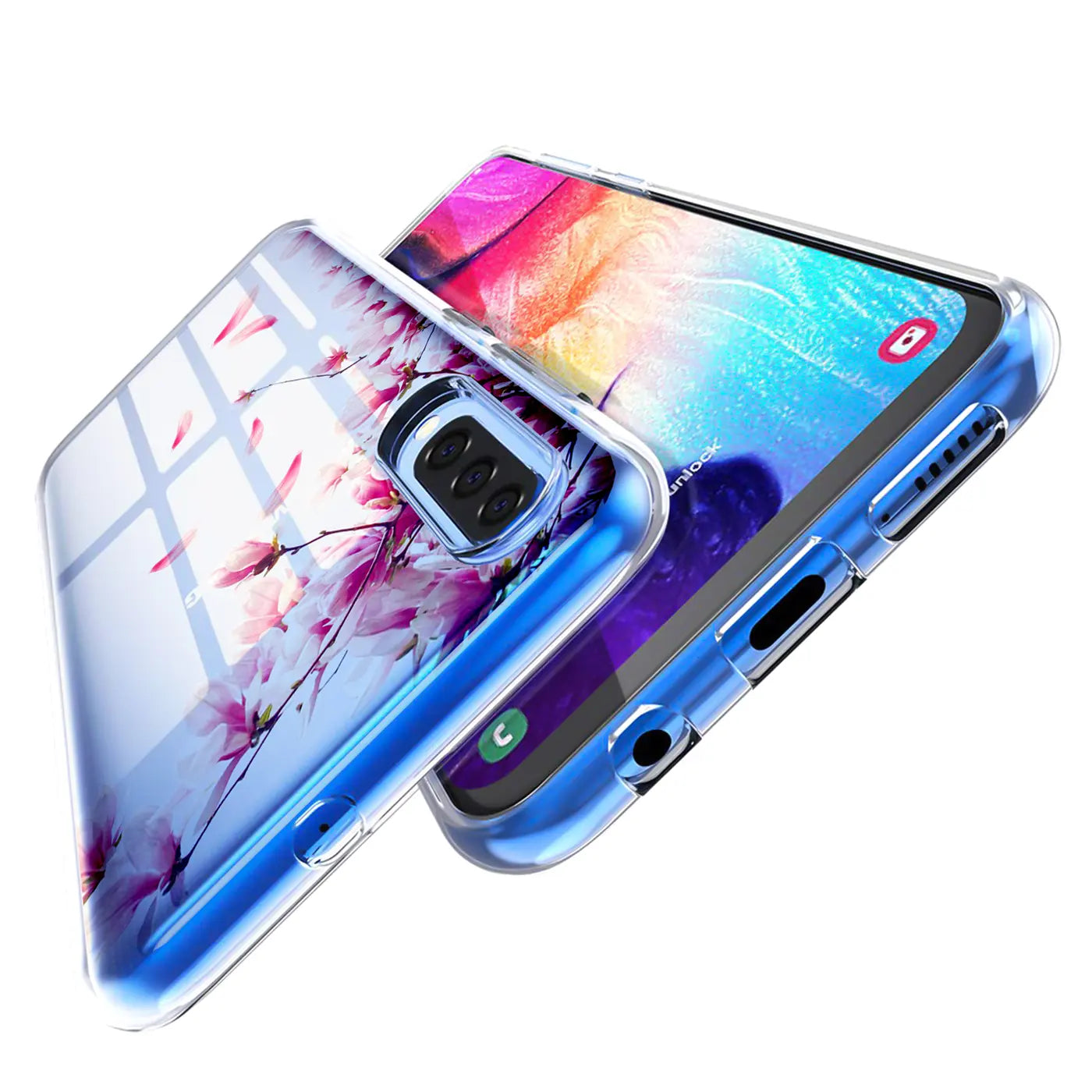 Transparente TPU-Hülle mit Blumenmuster auf Samsung S20 Ultra, Seitenansicht