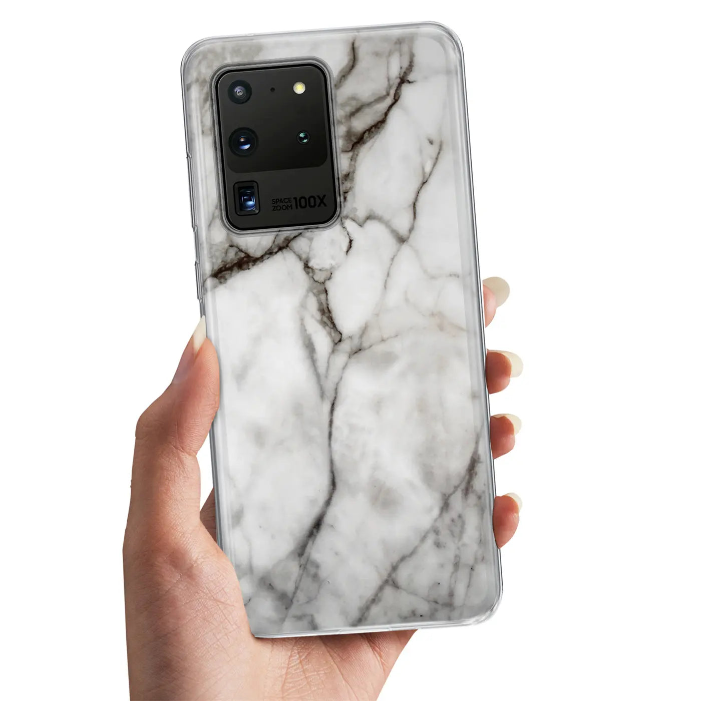 Samsung Galaxy S20 Ultra Hülle, Marmormuster, TPU, von vorne gehalten