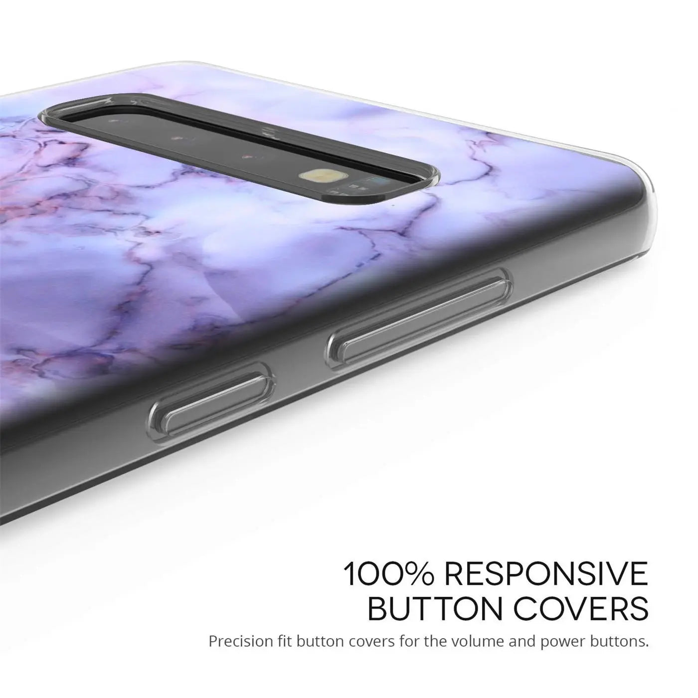 Samsung S20 Ultra Hülle aus TPU mit Marmormuster, lila/rosa, Seitenansicht.
