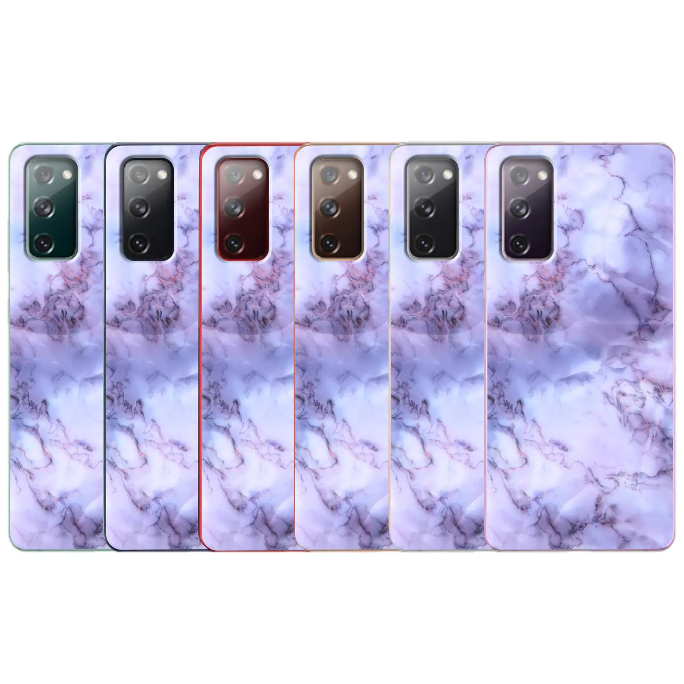 Fünf Samsung Galaxy S20 Ultra Hüllen mit Marmormuster, TPU, von vorne