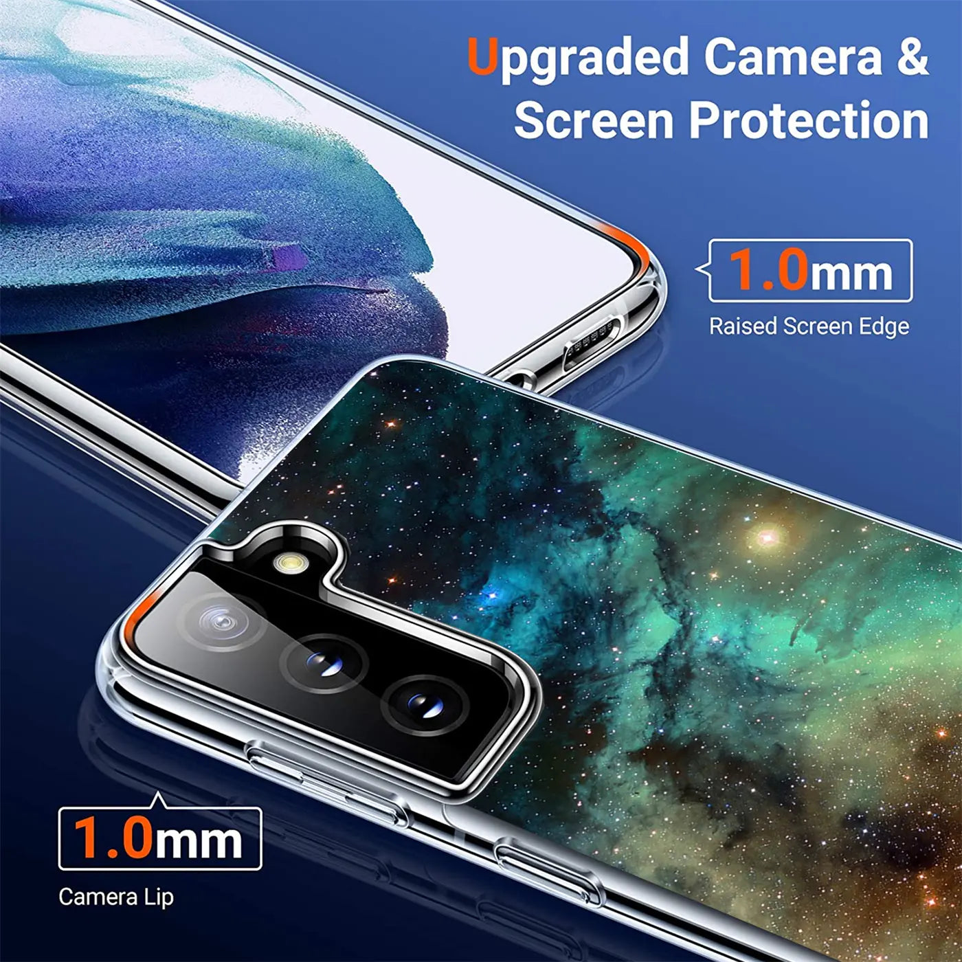 Samsung Galaxy S21 Plus Hülle, TPU, Weltraum-Motiv, Nahaufnahme der Kamera