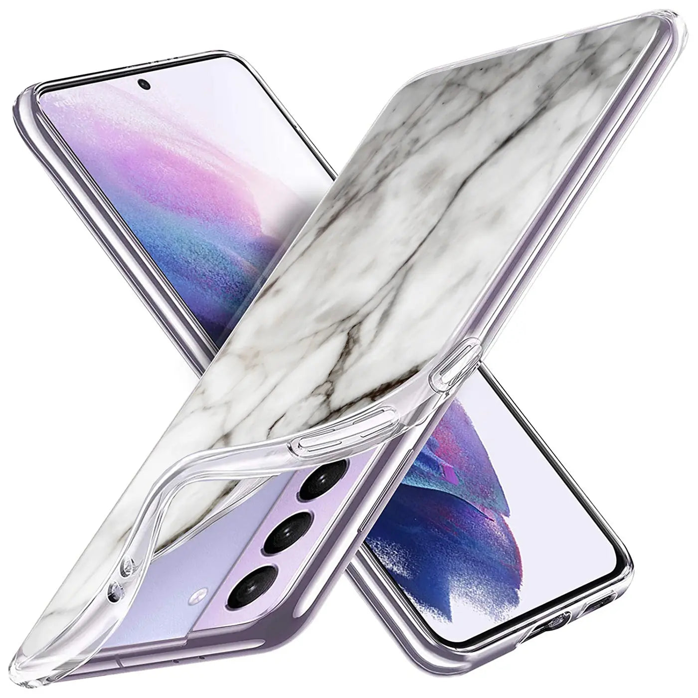 Samsung Galaxy S21 Plus Hülle, Marmormuster, TPU, schräg von vorne