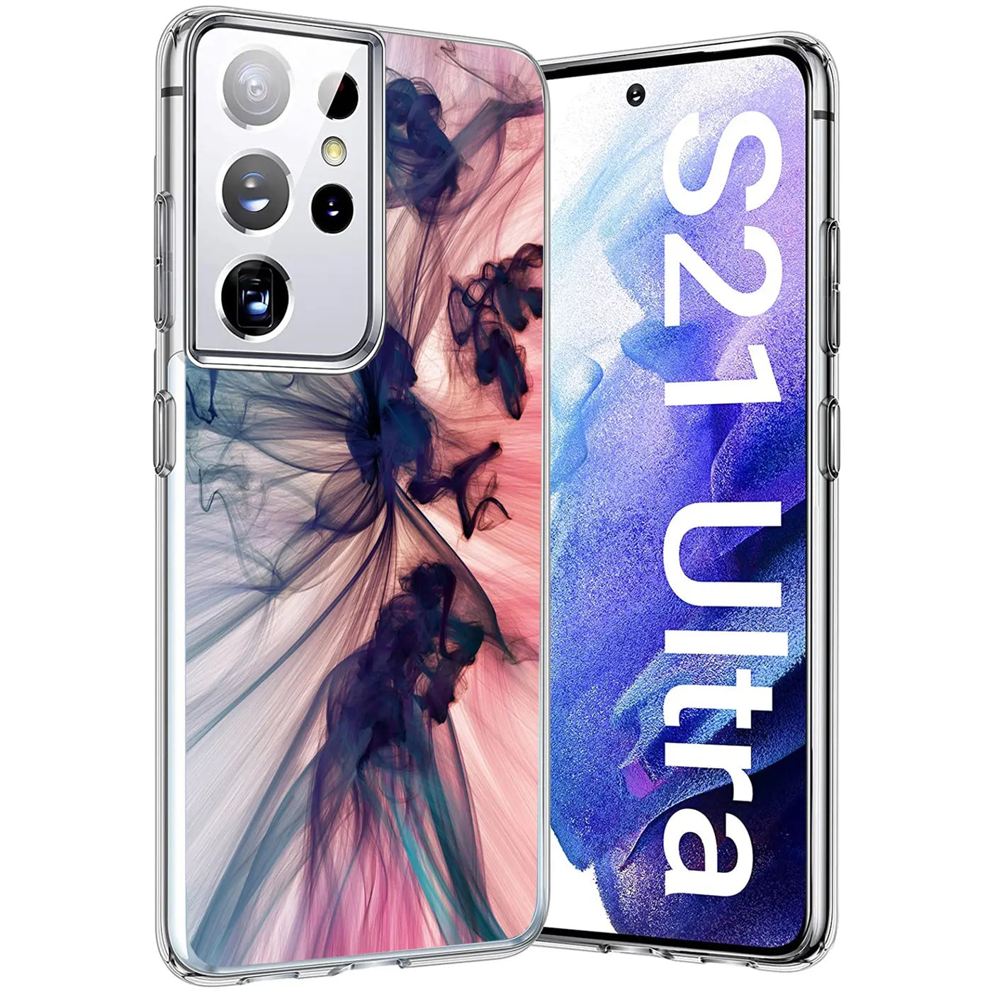 Samsung S21 Ultra mit transparenter TPU-Hülle, Motivdruck, Nahaufnahme