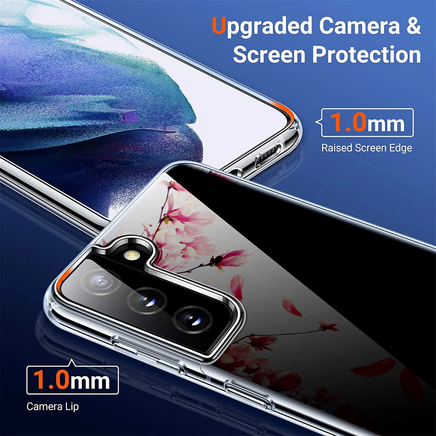 Samsung S21 Ultra, TPU-Hülle, Nahaufnahme, Blumenmotiv, transparent