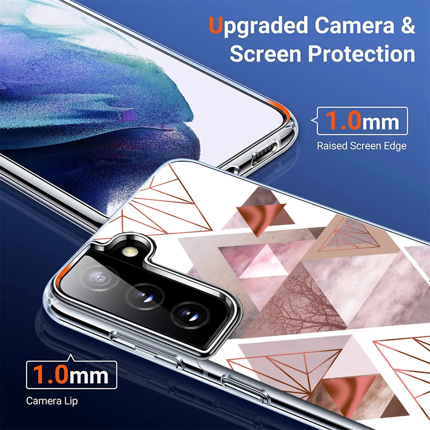 Samsung Galaxy S21 Ultra TPU Hülle, geometrisches Muster, Nahaufnahme der Rückseite