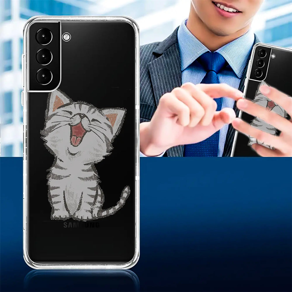 Transparente TPU-Hülle mit Katzenmotiv für Samsung Galaxy S22 Plus, Vorderansicht