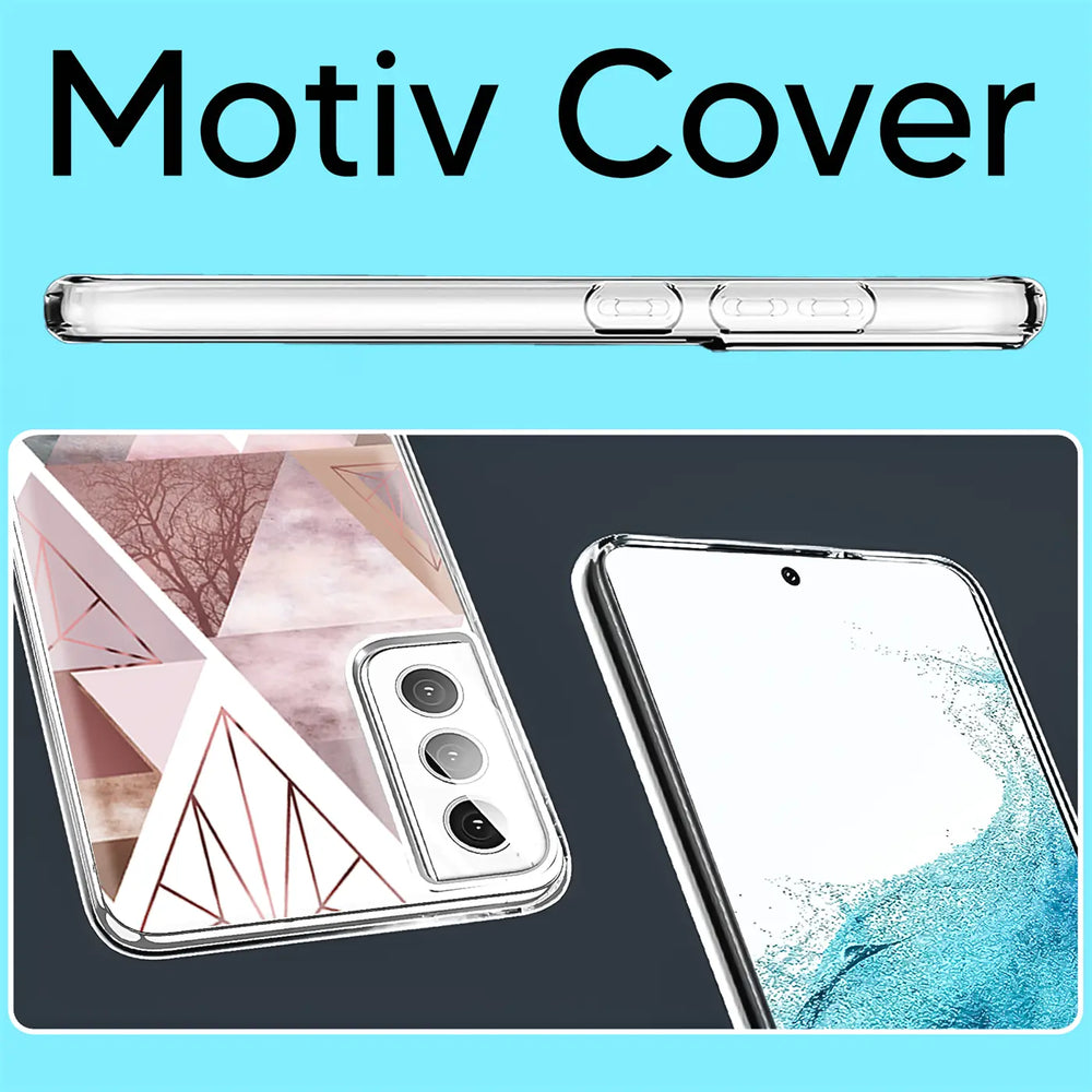 Samsung Galaxy S22 Plus Hülle aus TPU mit Motivdruck, von schräg oben