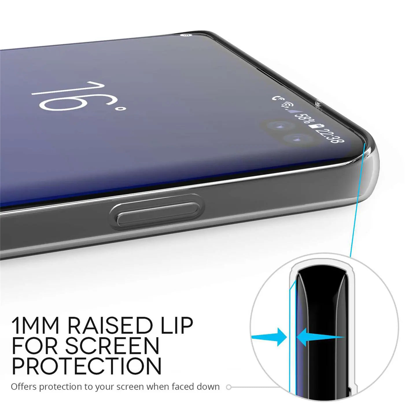Samsung Galaxy S22 Ultra Hülle, transparent, TPU, Nahaufnahme, Seitenansicht