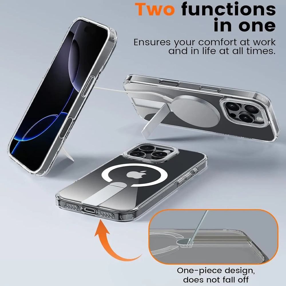 Robuste iPhone 14 Pro Max Hülle mit integriertem Kickstand, starkem Magnetring für MagSafe und stoßfestem Gehäuse