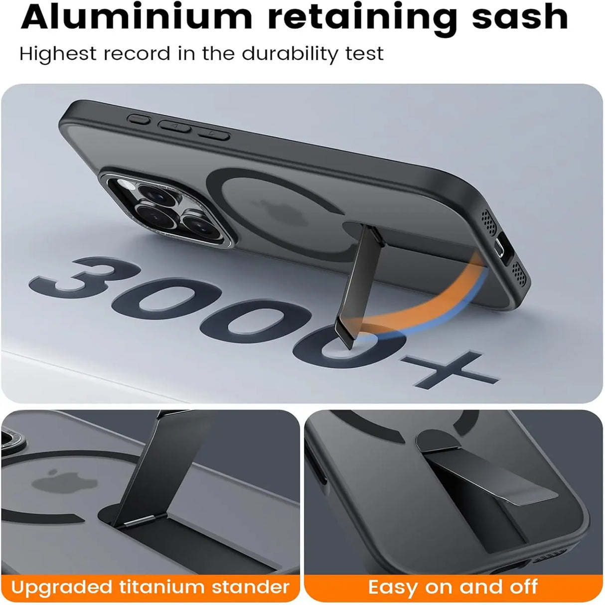 Robuste iPhone 15 Pro Hülle mit integriertem Kickstand, starkem Magnetring für MagSafe und stoßfestem Gehäuse