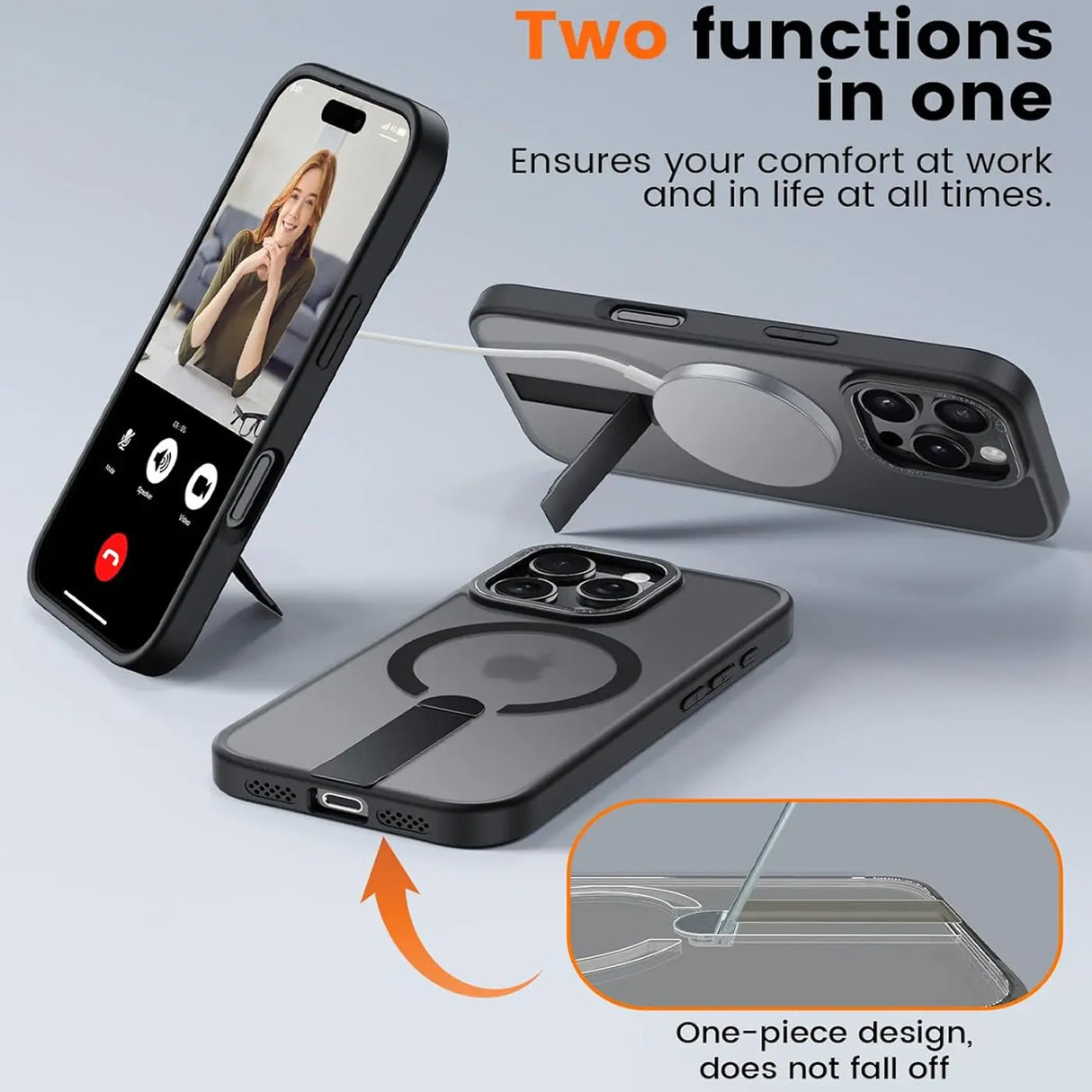 Robuste iPhone 16 Pro Hülle mit integriertem Kickstand, starkem Magnetring für MagSafe und stoßfestem Gehäuse