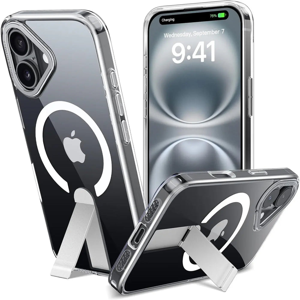 Robuste iPhone 16 Hülle mit integriertem Kickstand, starkem Magnetring für MagSafe und stoßfestem Gehäuse