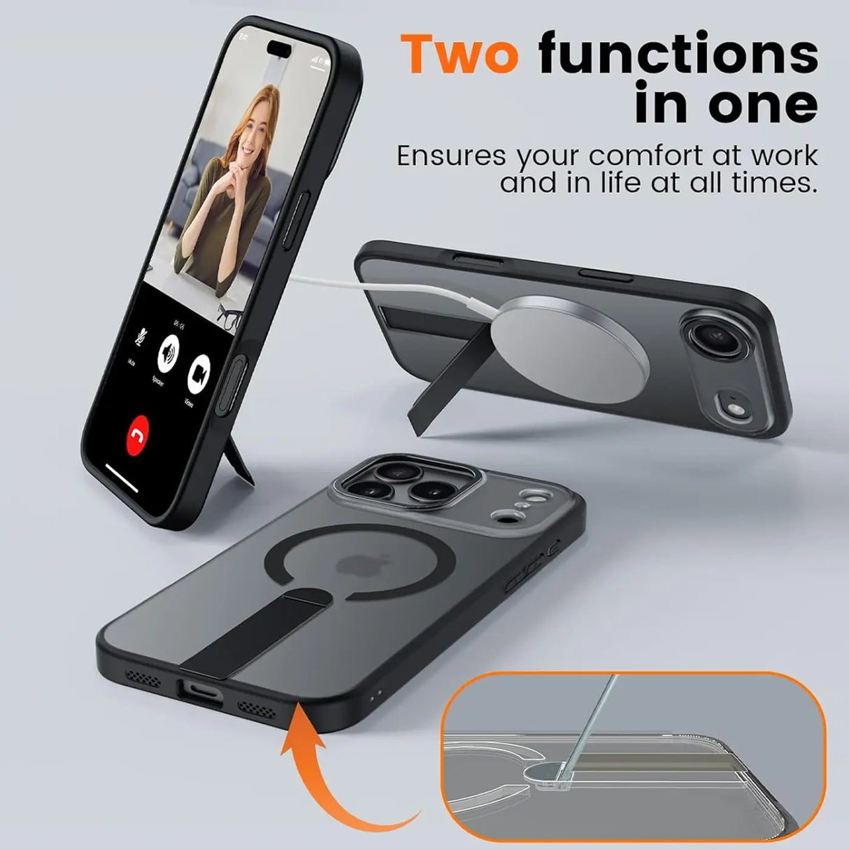 Robuste iPhone 17 Pro Hülle mit integriertem Kickstand, starkem Magnetring für MagSafe und stoßfestem Gehäuse