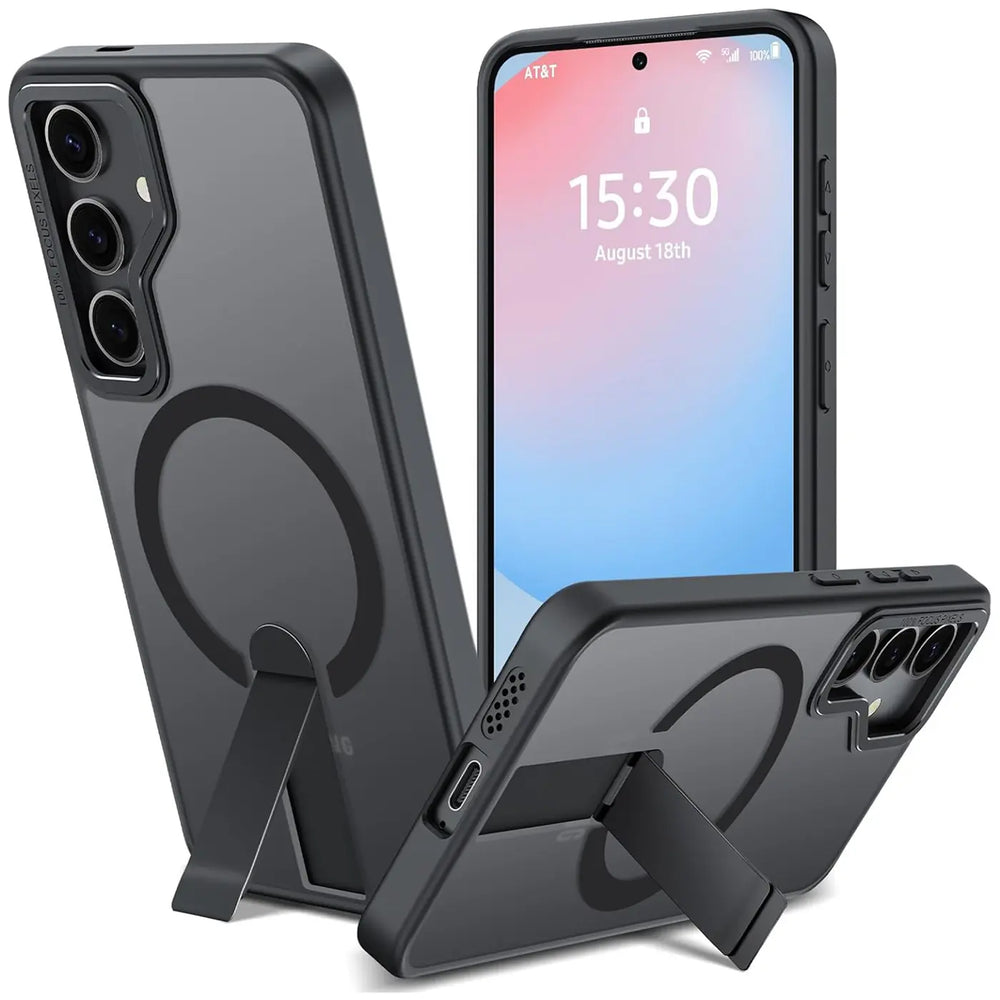 Robuste Samsung Galaxy S24 FE Hülle mit integriertem Kickstand, starkem Magnetring für MagSafe und stoßfestem Gehäuse