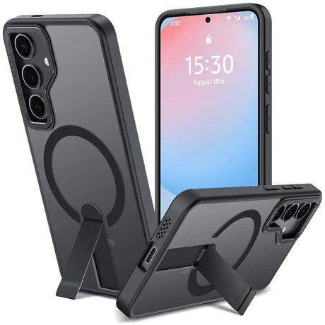 Robuste Samsung Galaxy S24 FE Hülle mit integriertem Kickstand, starkem Magnetring für MagSafe und stoßfestem Gehäuse