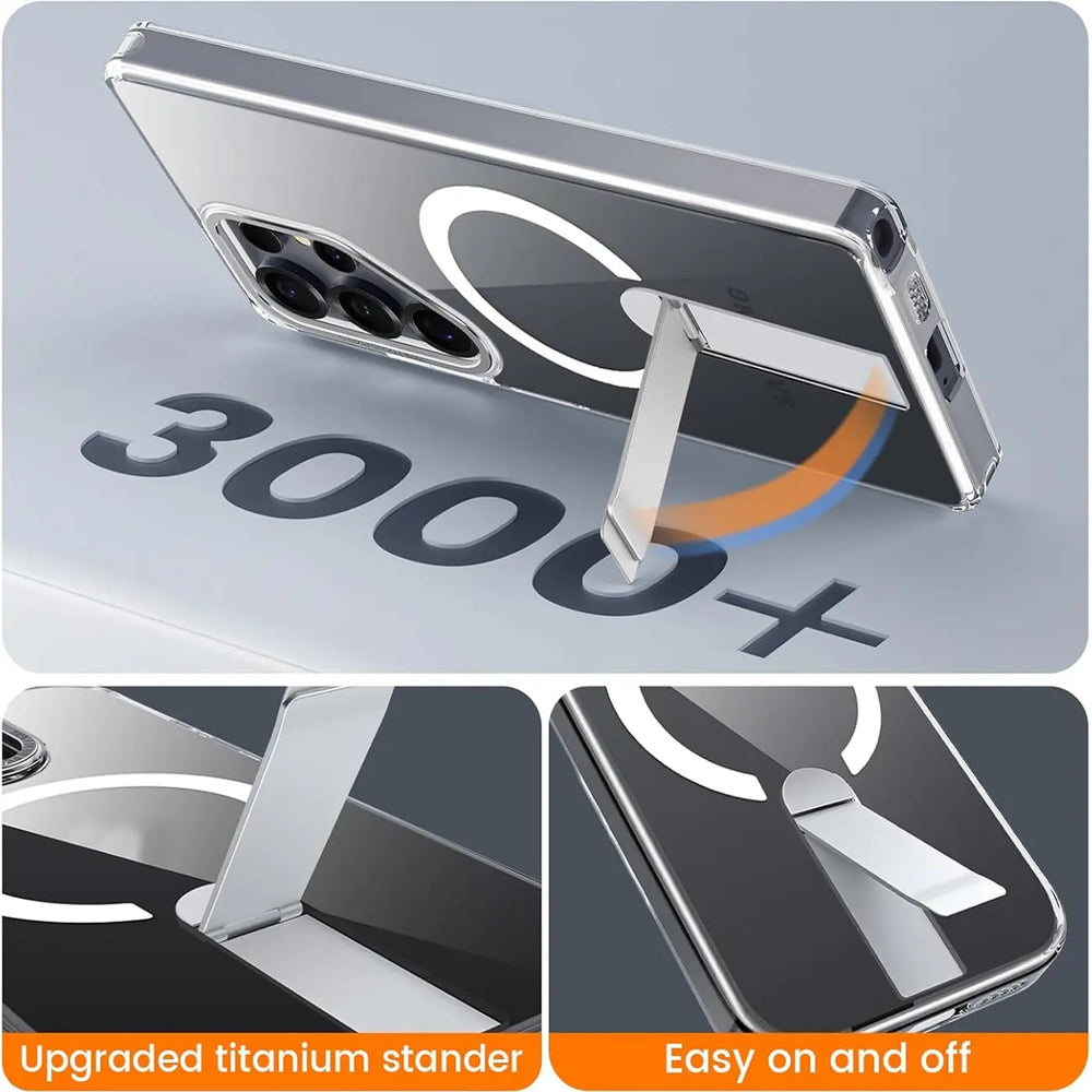 Robuste Samsung Galaxy S24 FE Hülle mit integriertem Kickstand, starkem Magnetring für MagSafe und stoßfestem Gehäuse