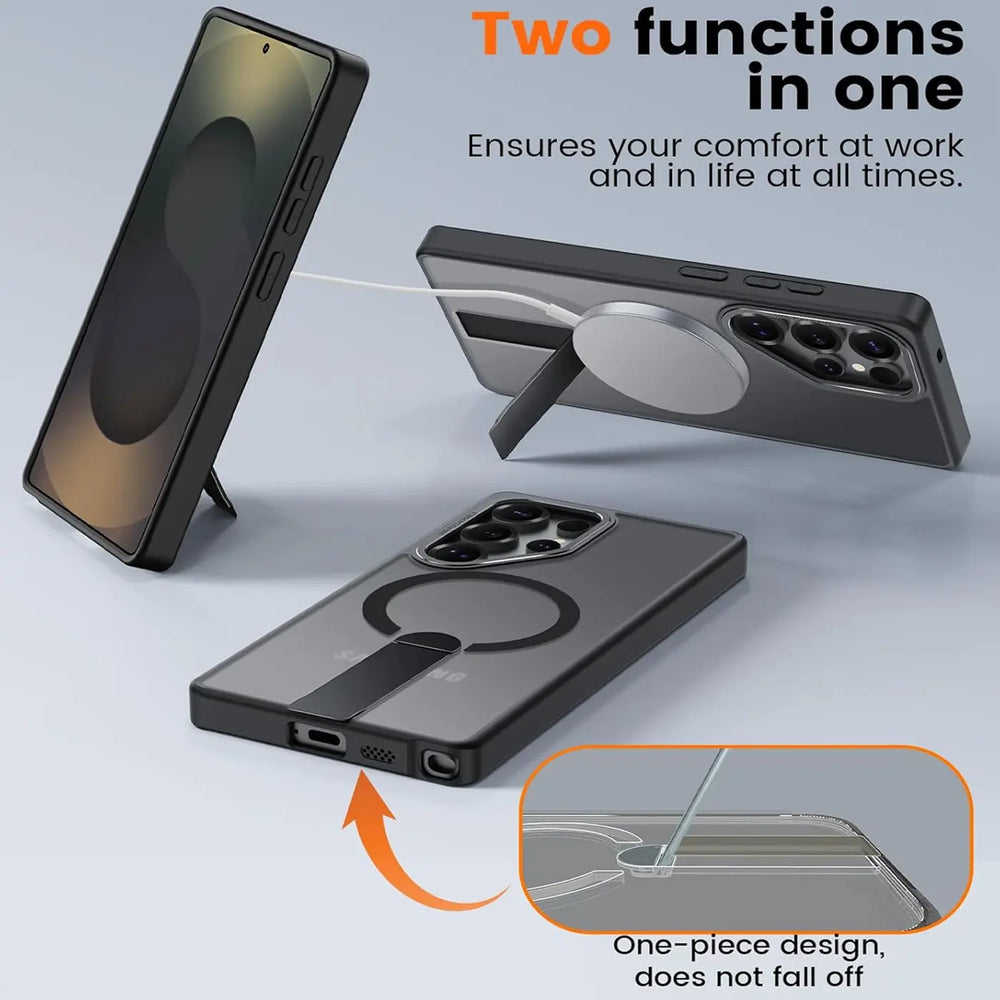 Robuste Samsung Galaxy S24 Plus / S25 Plus Hülle mit integriertem Kickstand, starkem Magnetring für MagSafe und stoßfestem Gehäuse