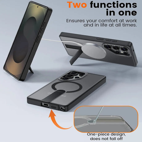 Robuste Samsung Galaxy S24 Ultra Hülle mit integriertem Kickstand, starkem Magnetring für MagSafe und stoßfestem Gehäuse