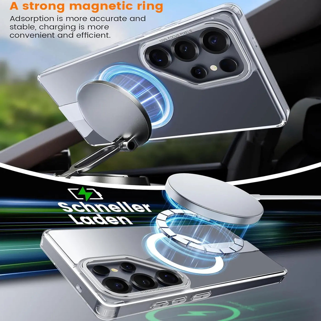 Robuste Samsung Galaxy S25 Edge Hülle mit integriertem Kickstand, starkem Magnetring für MagSafe und stoßfestem Gehäuse