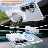 Transparente Hülle mit MagSafe-Ring und Ständer für Samsung Galaxy S26, Silber, Metall, von oben