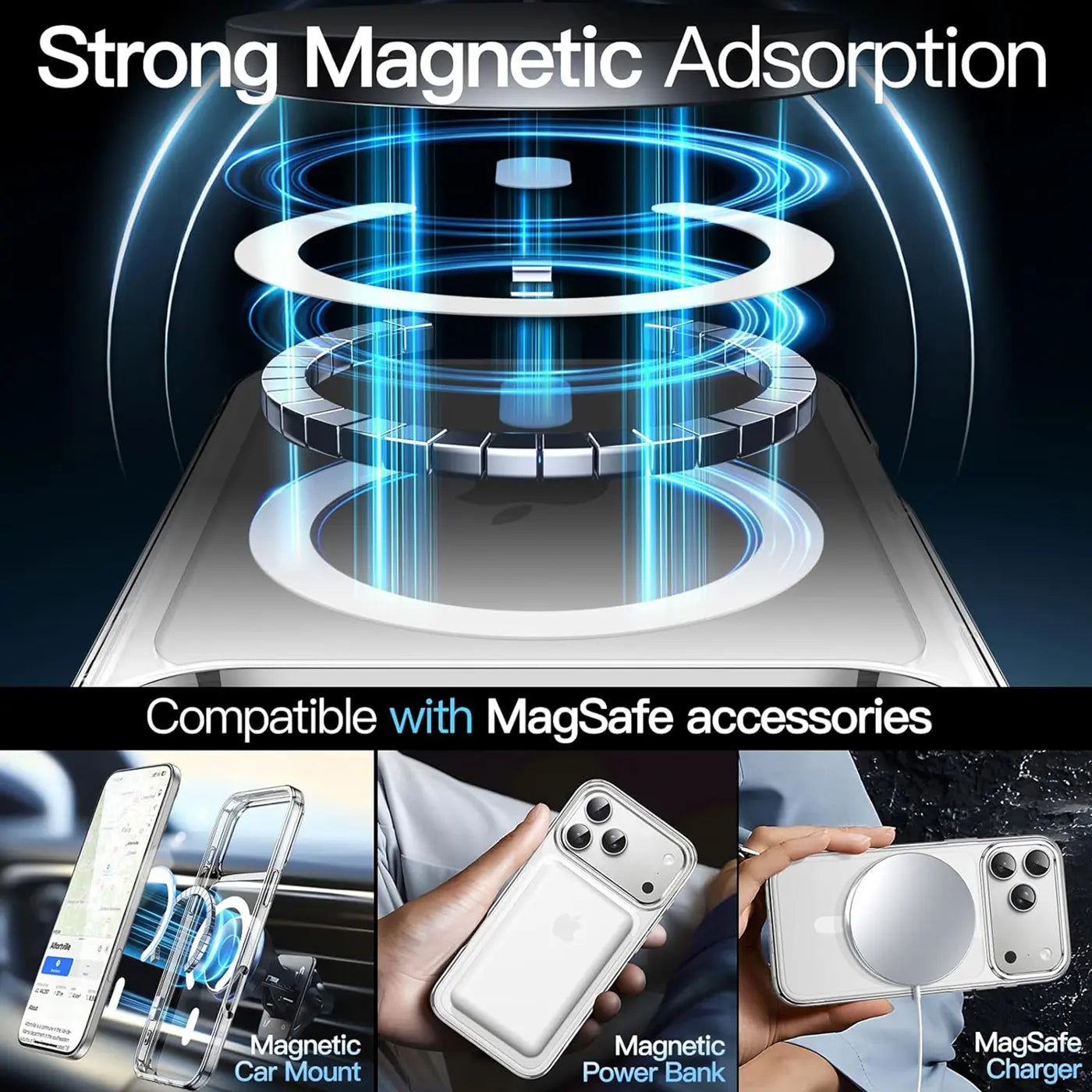 iPhone 17 Pro Hülle, transparent, MagSafe Zubehör, verschiedene Ansichten