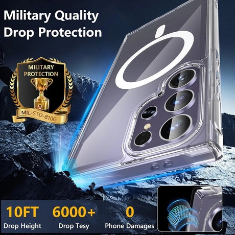 Sichere und elegante MagSafe Hülle für Samsung Galaxy S24 Ultra in Transparent