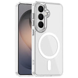 Transparente Silikonhülle mit MagSafe-Ring für Samsung Galaxy S23 Plus, von vorne schräg