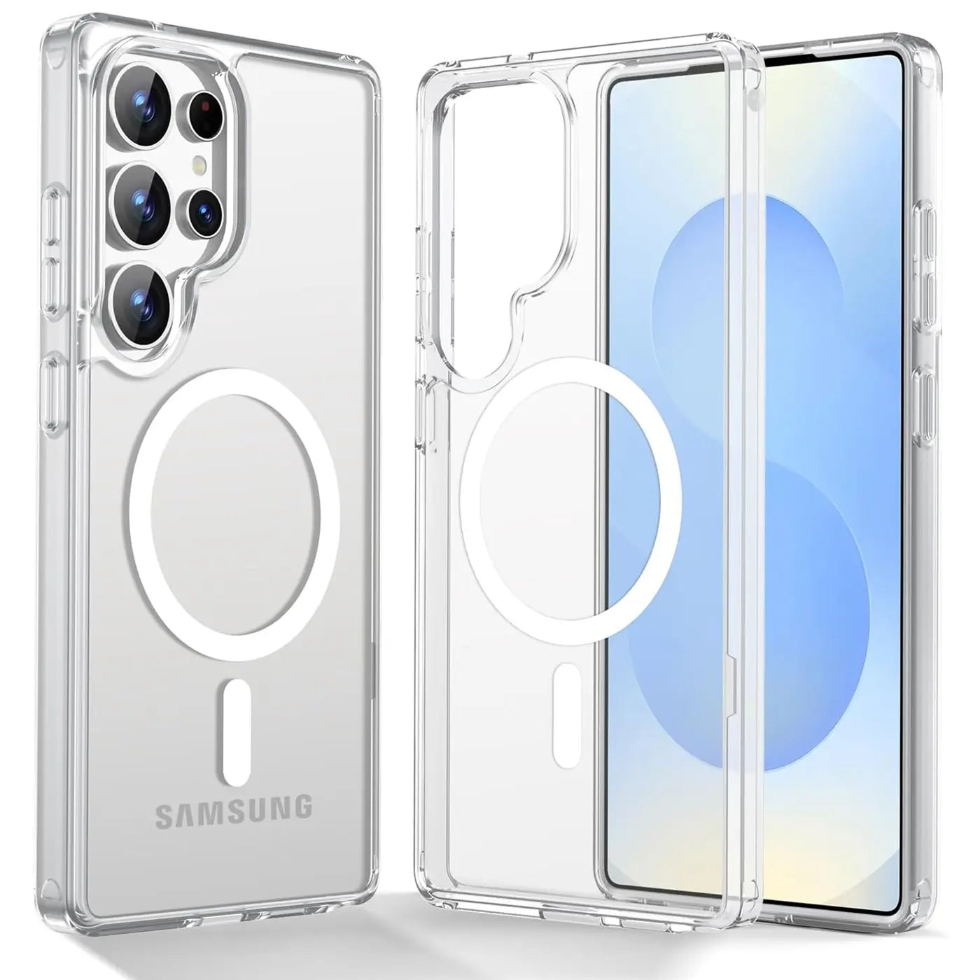 Transparente Silikonhülle mit MagSafe für Samsung S26 Ultra, Vorder- und Rückansicht