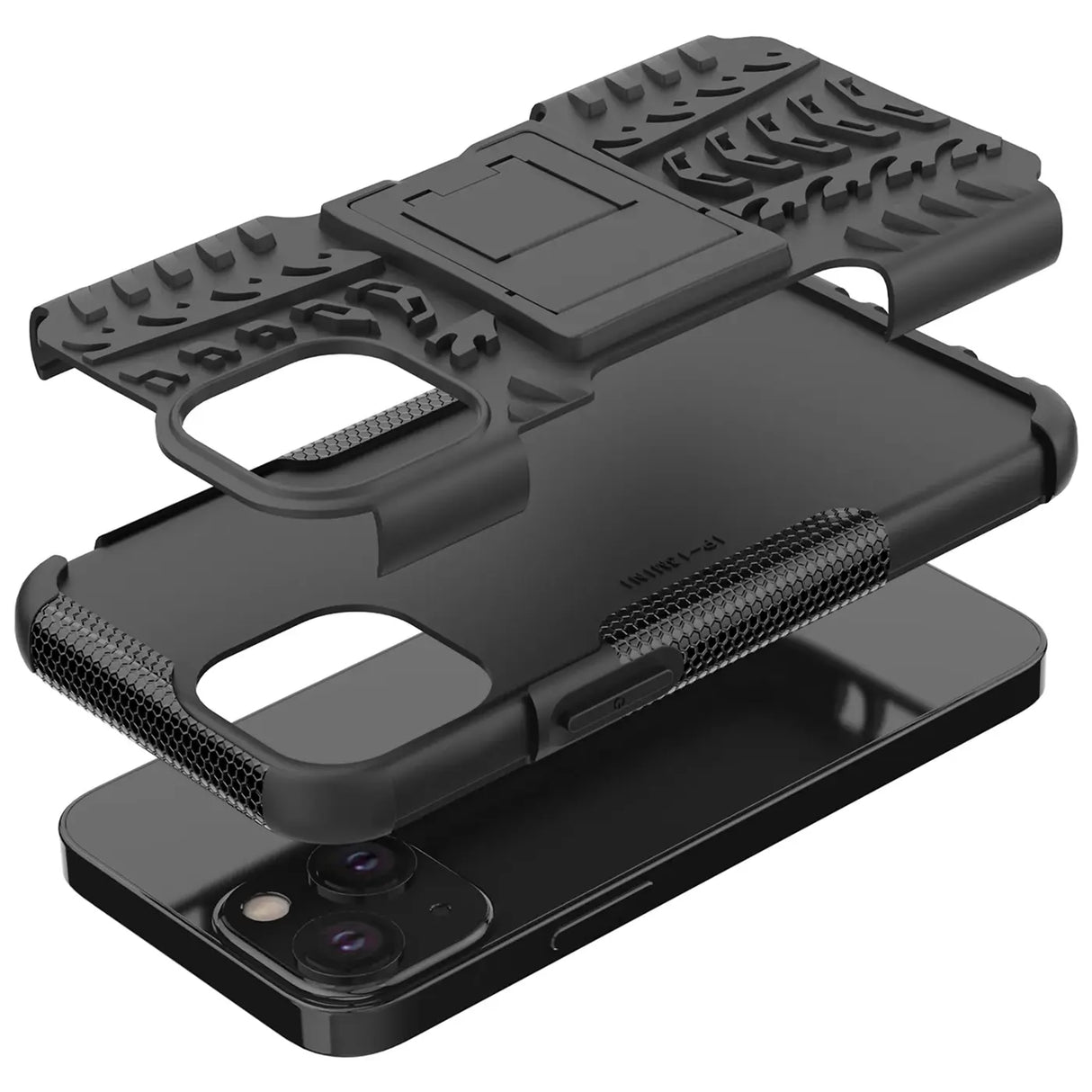 Sturzsichere, robuste Outdoor Handyhülle für iPhone 13 in Schwarz