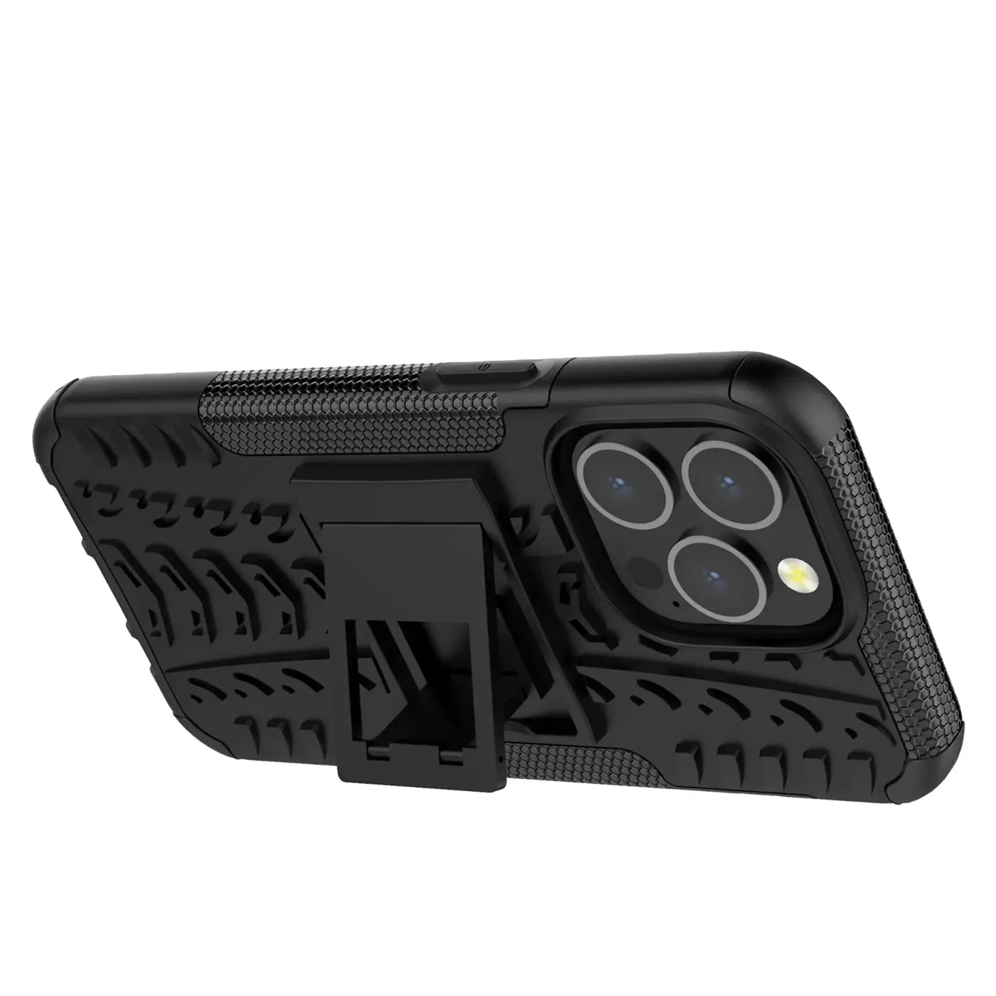 Schwarze Outdoor-Hülle für iPhone 14 Pro Max, 2-teilig, stoßfest, mit Ständer