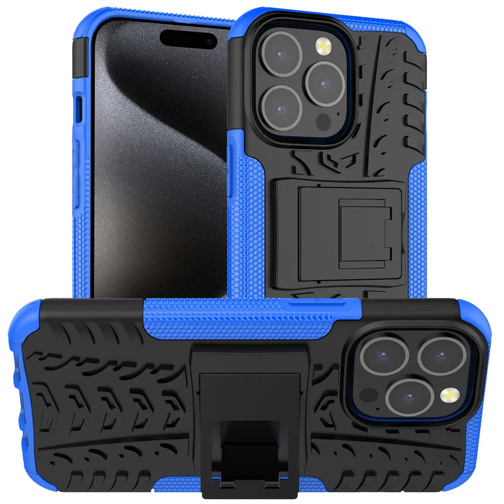 Sturzsichere, robuste Outdoor Handyhülle für iPhone 15 Pro Max in Blau