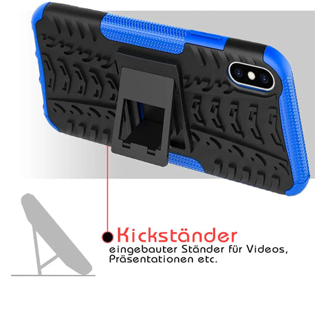 Sturzsichere, robuste Outdoor Handyhülle für iPhone X / XS in Blau