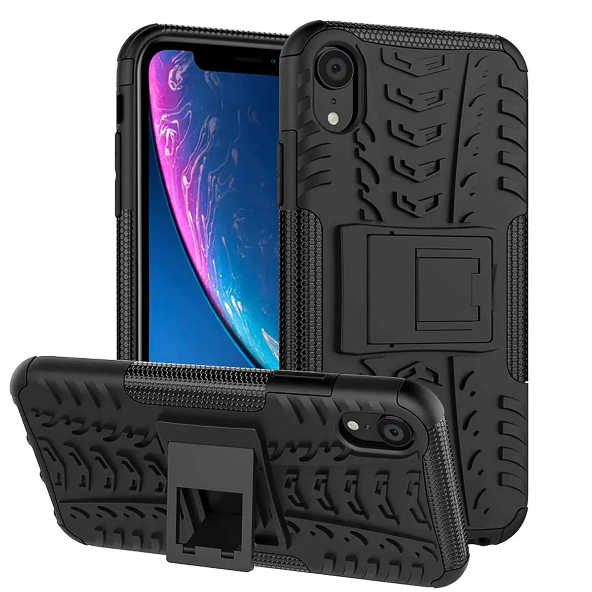 Sturzsichere, robuste Outdoor Handyhülle für iPhone XR in Schwarz