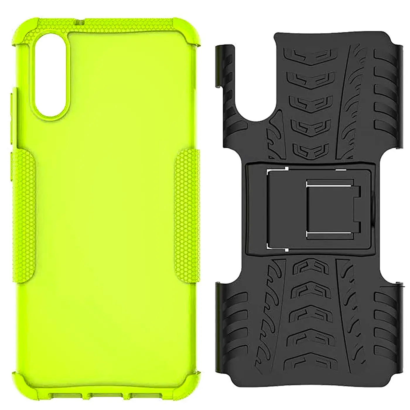 Zweiteiliges Huawei P20 Hülle, neongrün/schwarz, Kunststoff, von vorne