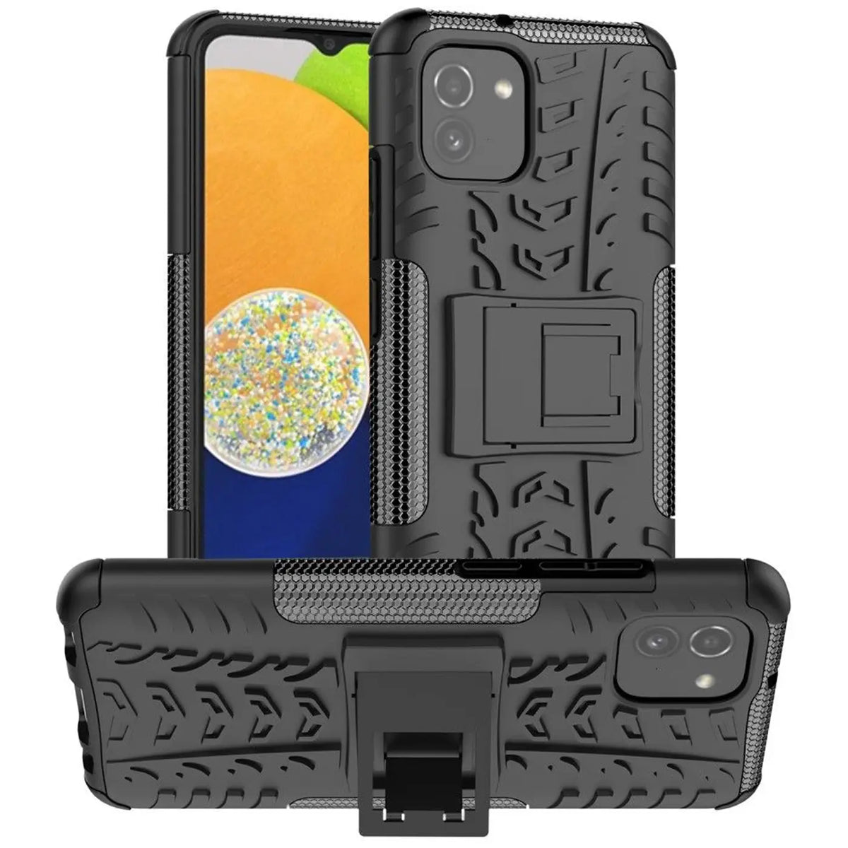 Sturzsichere, robuste Outdoor Handyhülle für Samsung Galaxy A03 in Schwarz