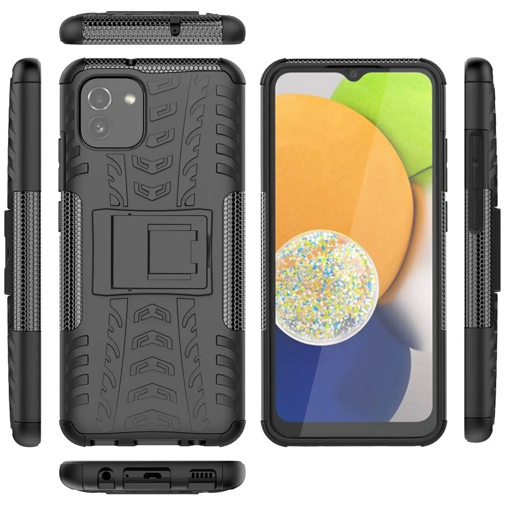 Sturzsichere, robuste Outdoor Handyhülle für Samsung Galaxy A03 in Schwarz